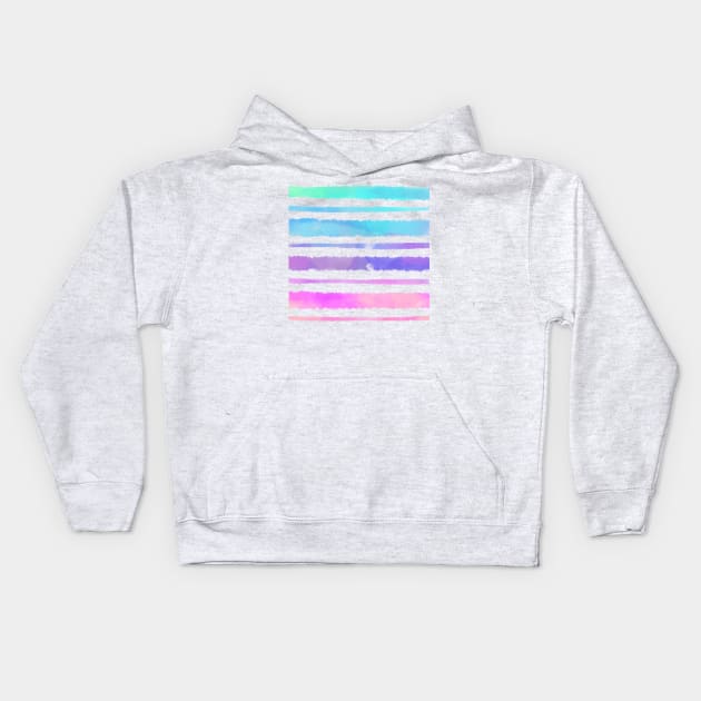 Watercolor stripes Kids Hoodie by zeevana